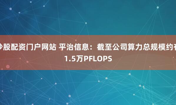 炒股配资门户网站 平治信息：截至公司算力总规模约有1.5万PFLOPS
